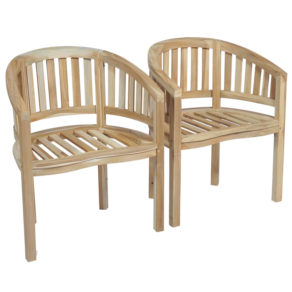 vidaXL 2x Solid Teak Wood BananaShaped Chair Outdoor Garden Patio