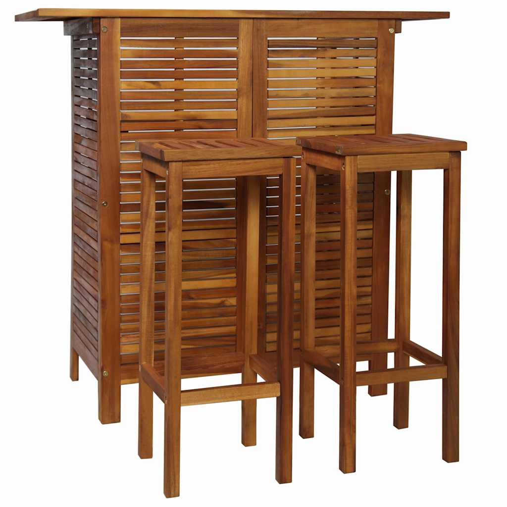 vidaXL 3 Pieces Solid Acacia Wood Bar Table and Chair Set High Dining Set Buy Outdoor Bar Sets