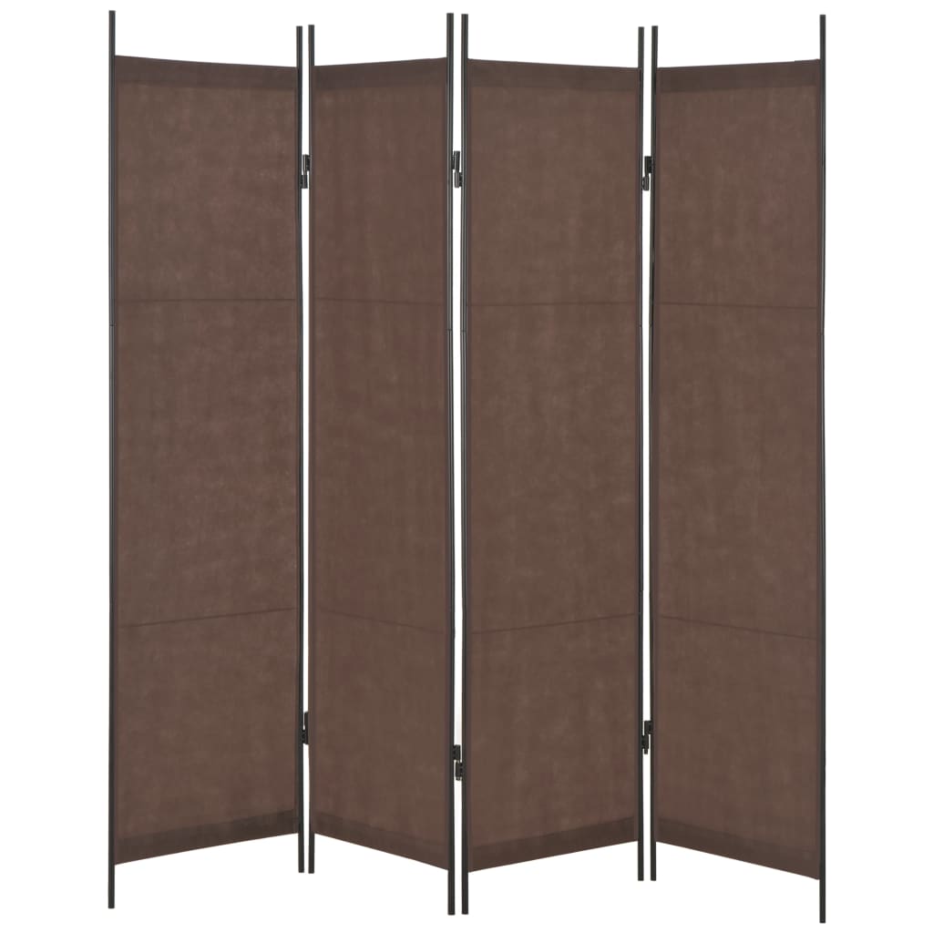 vidaXL 4Panel Room Divider Brown 200x180cm Textile Folding Screen