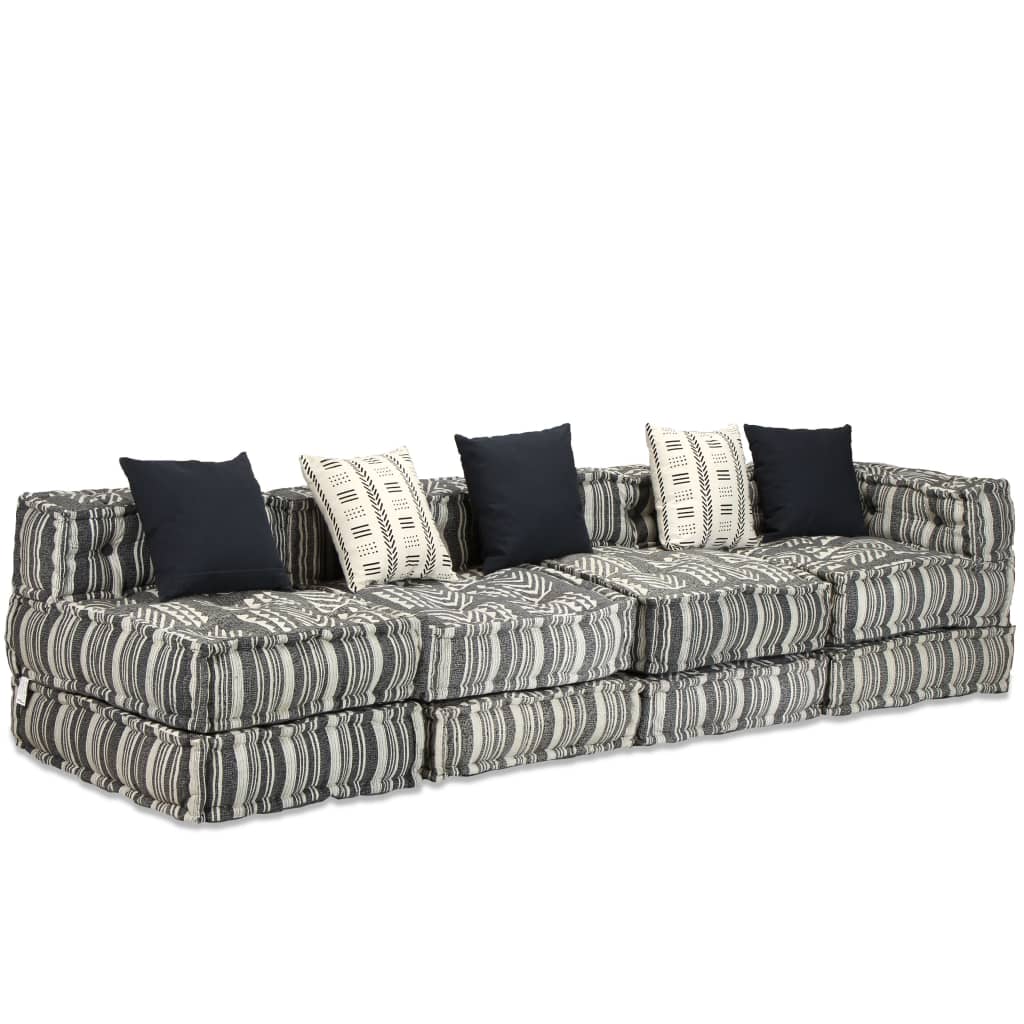 vidaXL 4Seater Modular Sofa Bed Fabric Stripe Convertible Lounge Couch