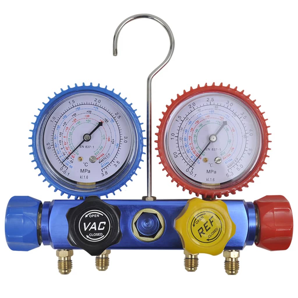 vidaXL 4way Manifold Gauge Set in Tool Kit Air Conditioning
