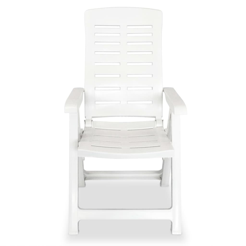 vidaXL 4x Reclining Garden Chairs Plastic White Adjustable ...