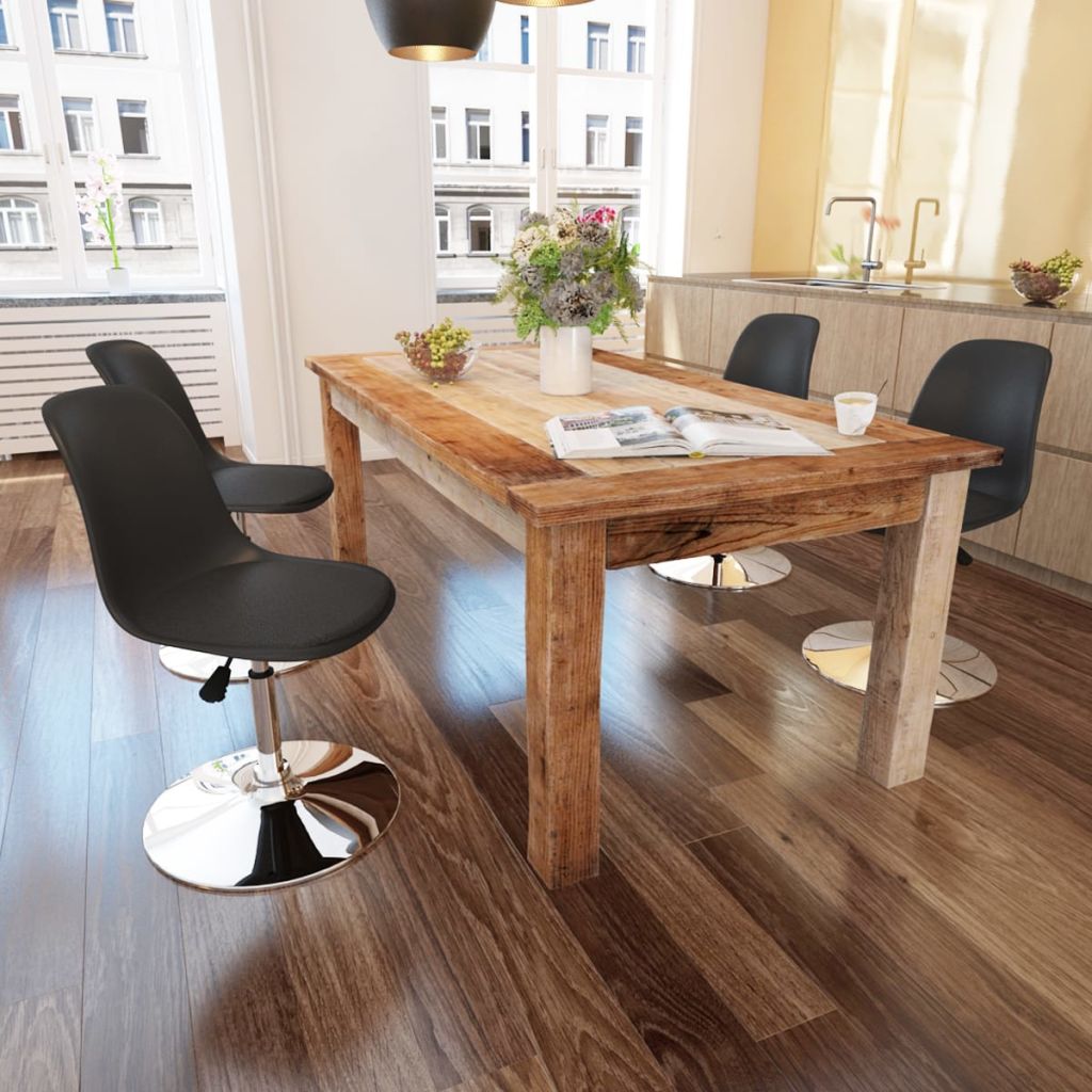 vidaXL 4x Swivel Dining Chairs Black Faux Leather Dinner Room Kitchen