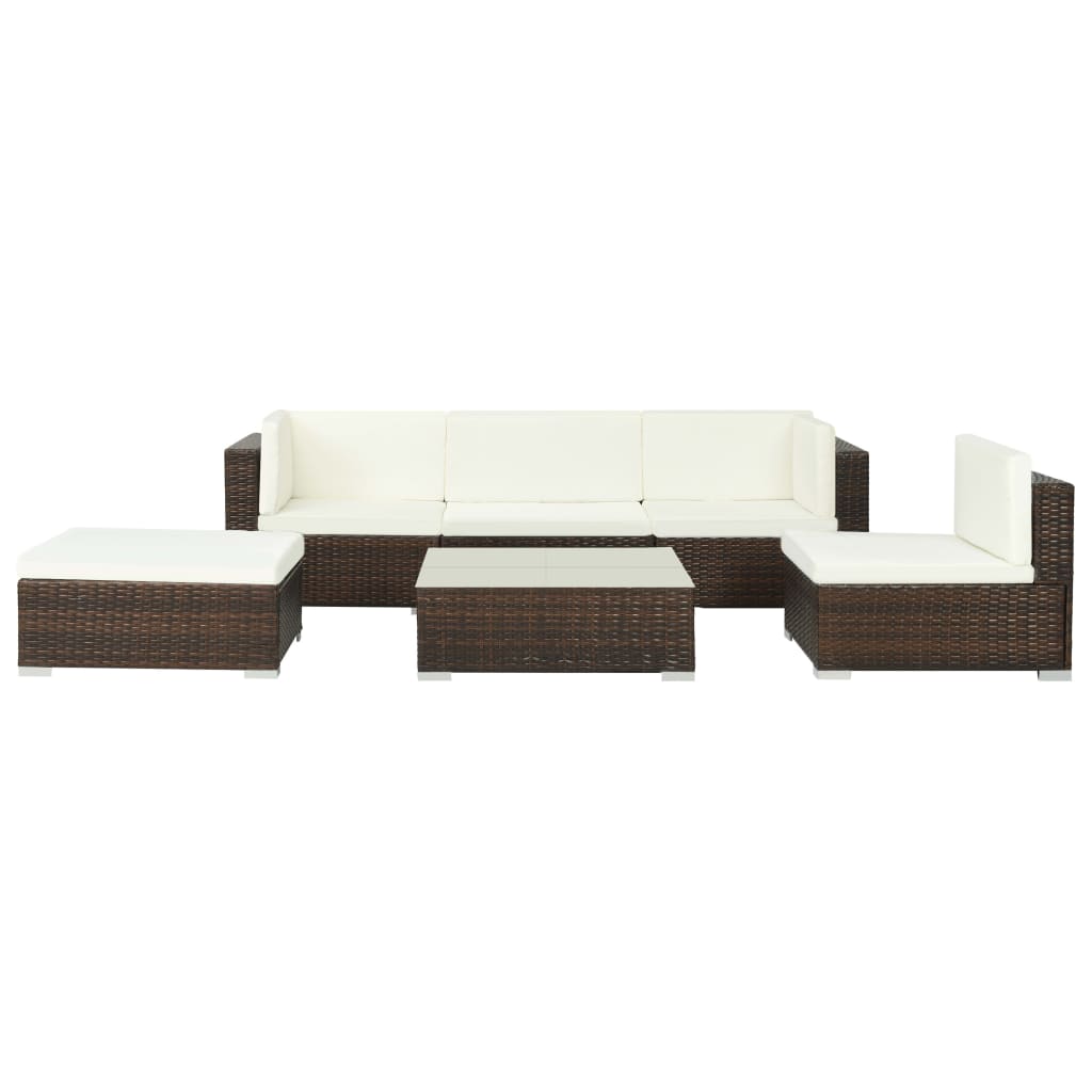 Vidaxl 6 Piece Garden Lounge Set With Cushions Poly Rattan Brown U