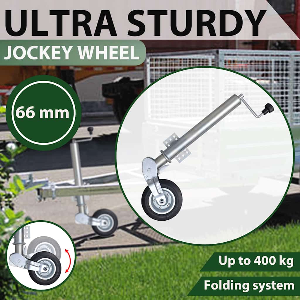 vidaXL Heavyduty Folding Jockey Wheel 60 mm Telescopic Trailer Part