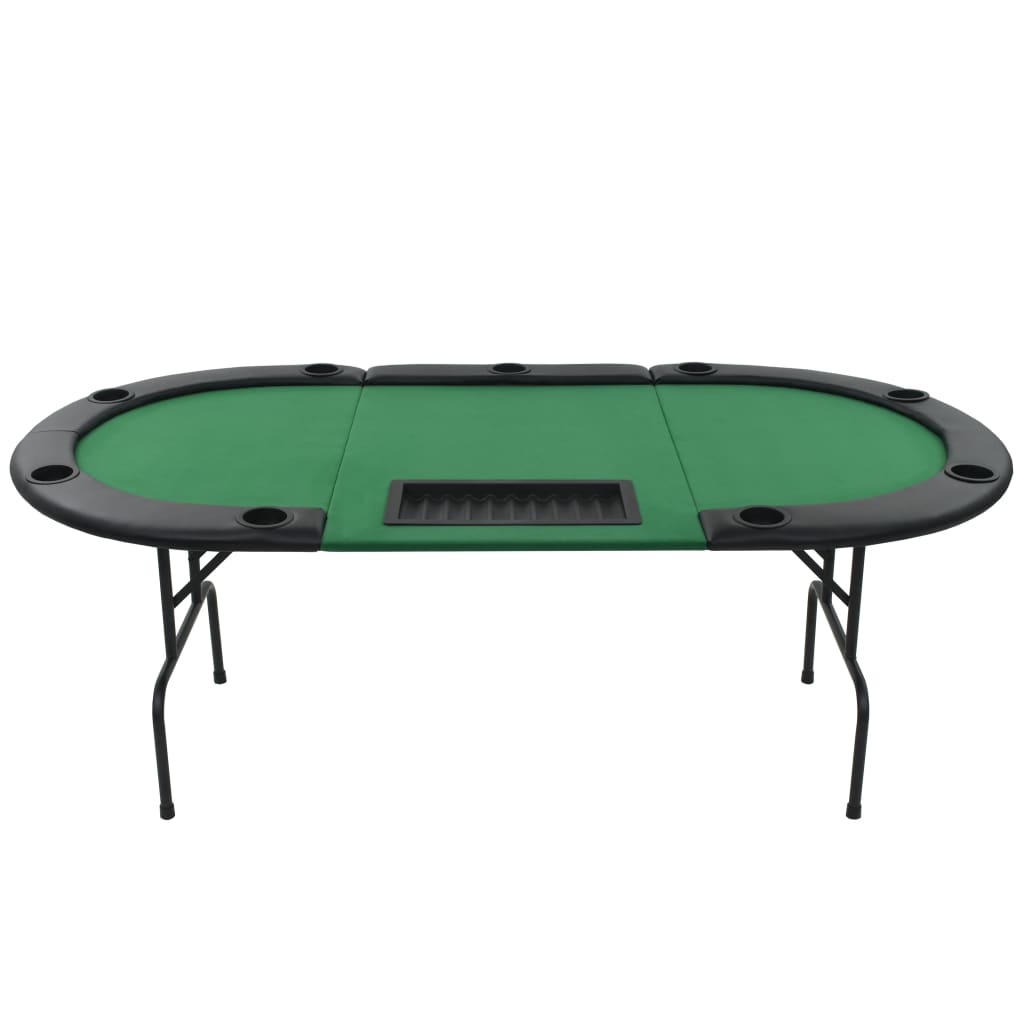 vidaXL 9-Player Folding Poker Table 3 Fold Oval Green Game Casino ...