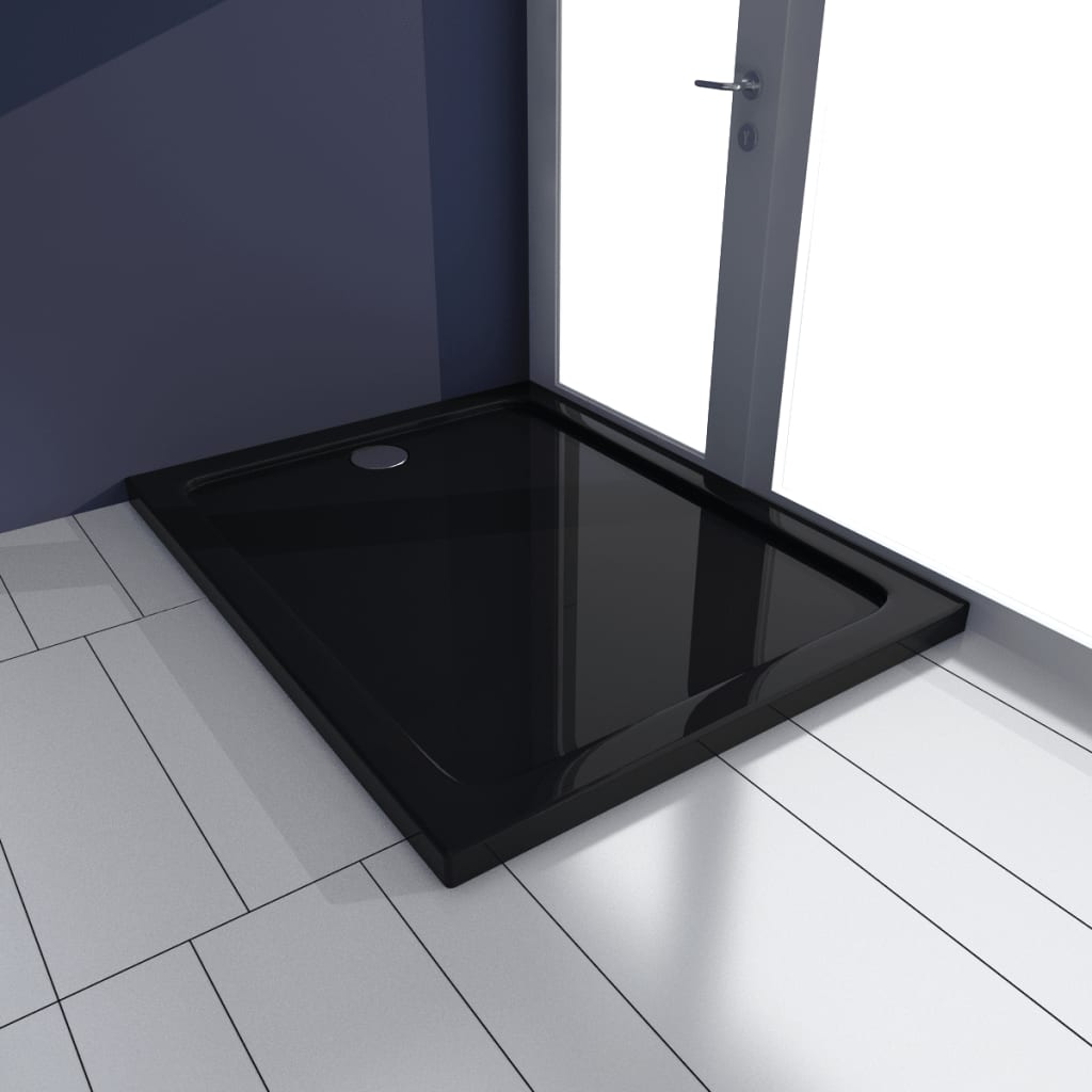 vidaXL ABS Shower Base Tray Rectangular Black 70x90cm Fiberglass Bath