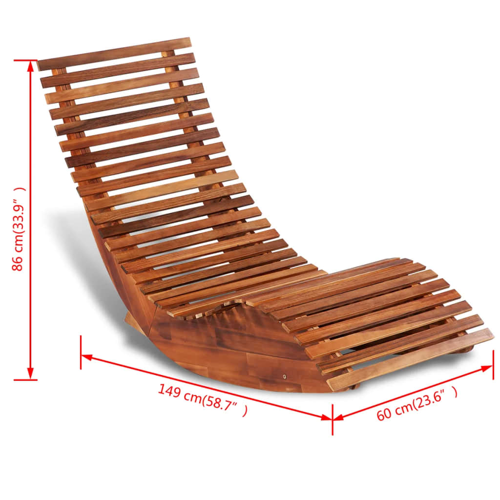 vidaXL Rocking Sun Lounger Acacia Wood Outdoor Garden Chair Recliner
