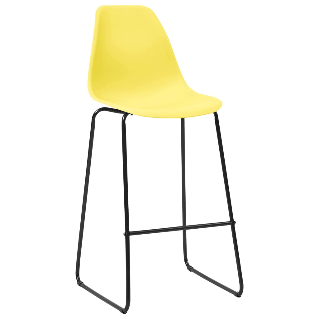 vidaXL 2x Bar Chairs Yellow Plastic Counter Height Dining Stool Kitchen