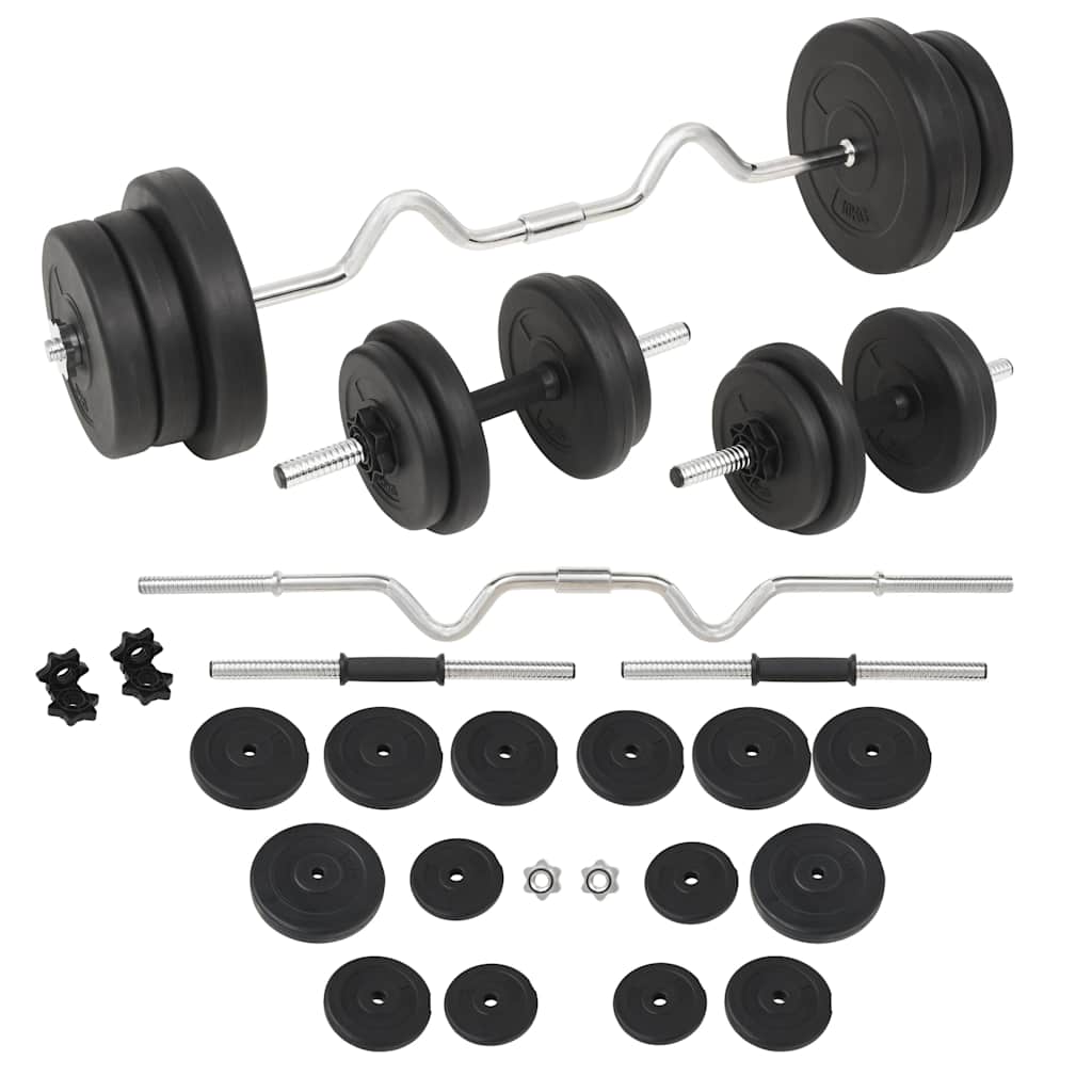 vidaXL Barbell and Dumbbell Set Curve 60kg Indoor Workout Strength