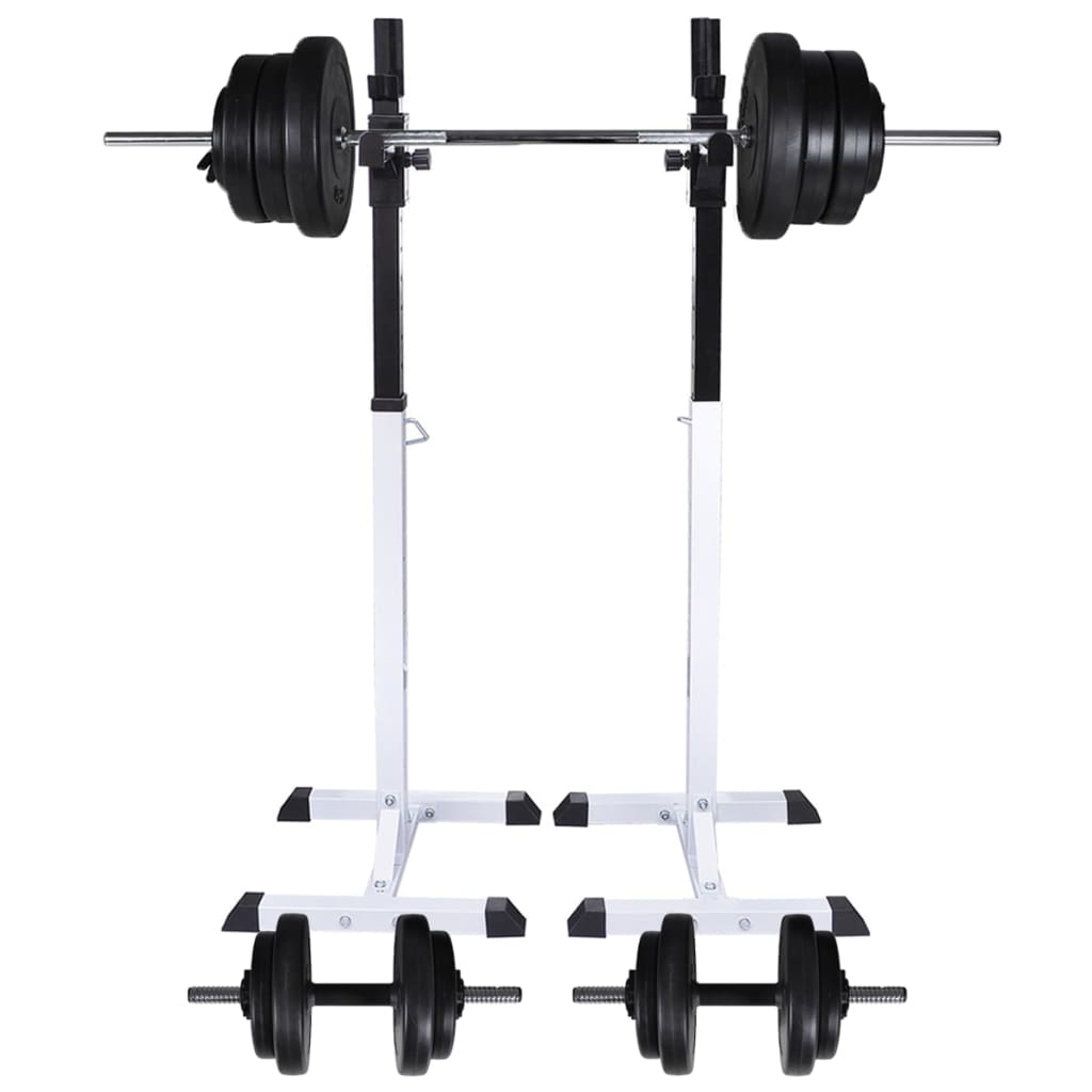 vidaXL Barbell Squat Rack with Barbell and Dumbbell Set 60.5kg Fitness