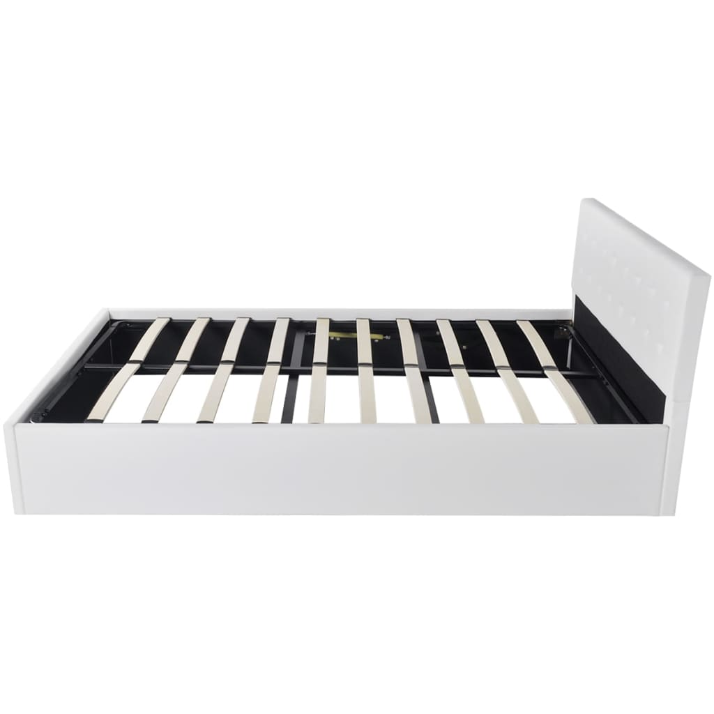 vidaXL Bed Frame with Storage Gas Lift King Leather White Timber Base Bedroom Buy King Size