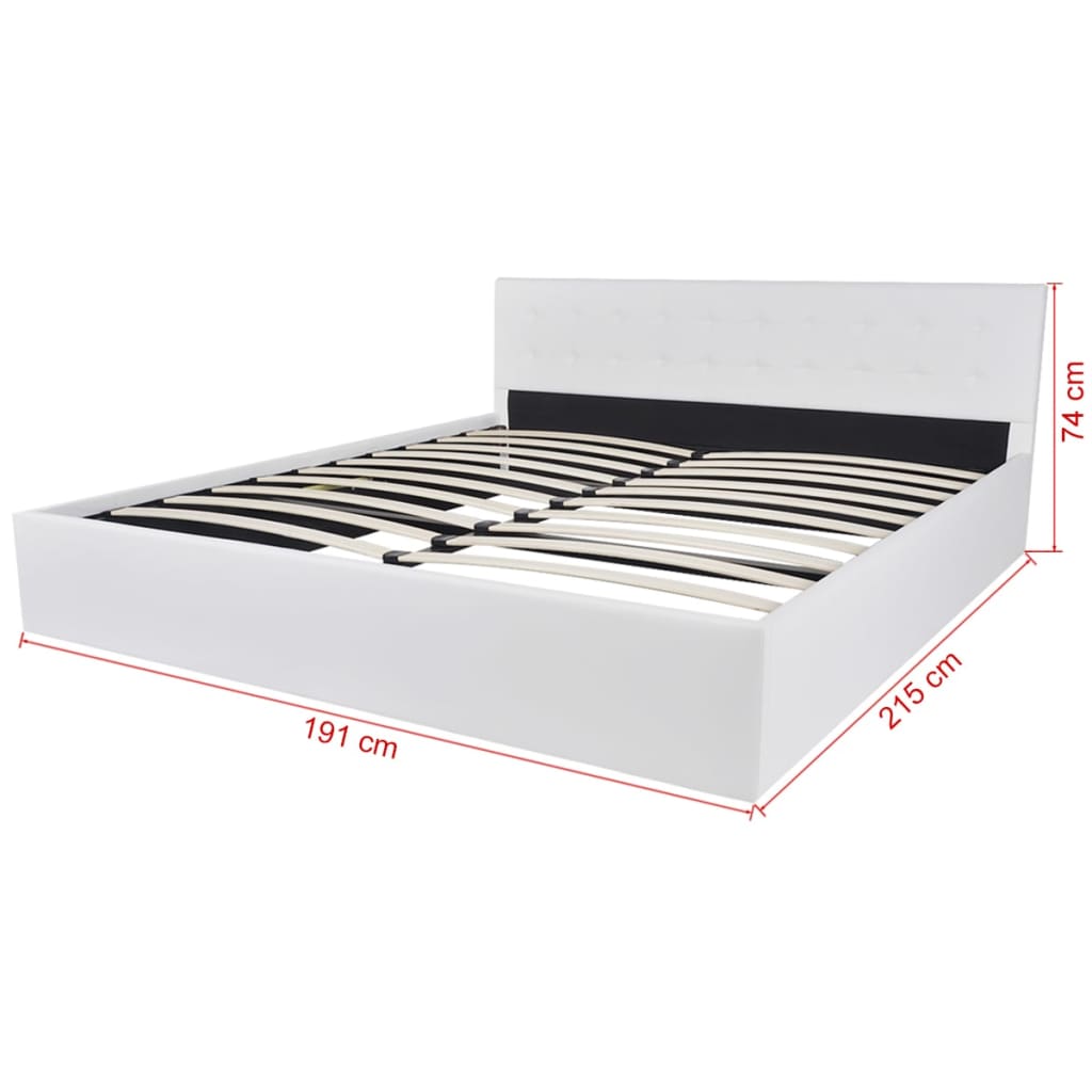 vidaXL Bed Frame with Storage Gas Lift King Leather White Timber Base Bedroom Buy King Size
