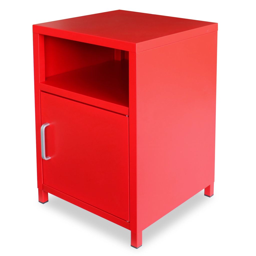 vidaXL Bedside 35x35x51cm Red Steel Storage Lamp Nightstand