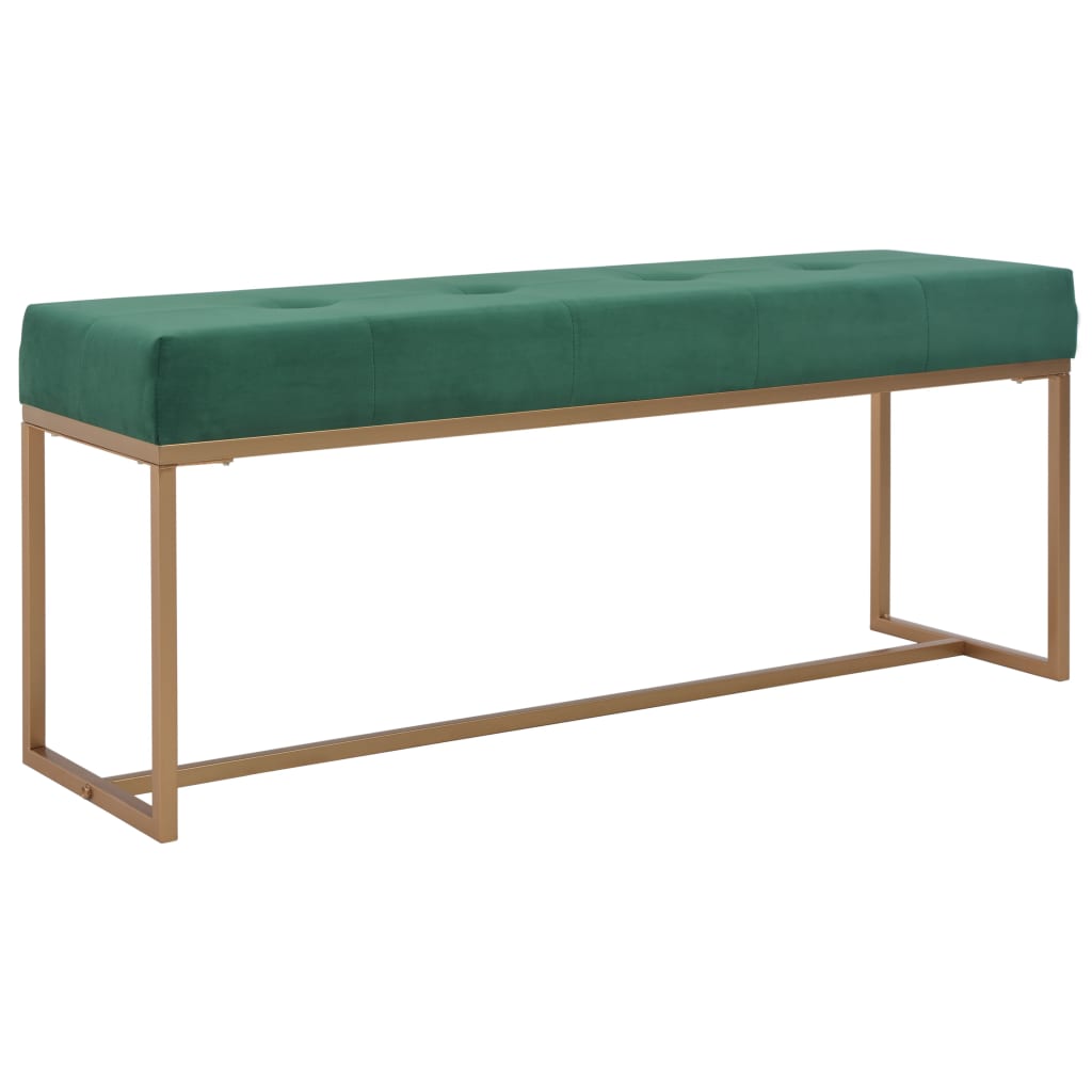 vidaXL Bench 120 cm Green Velvet Tufted Footstool Living ...
