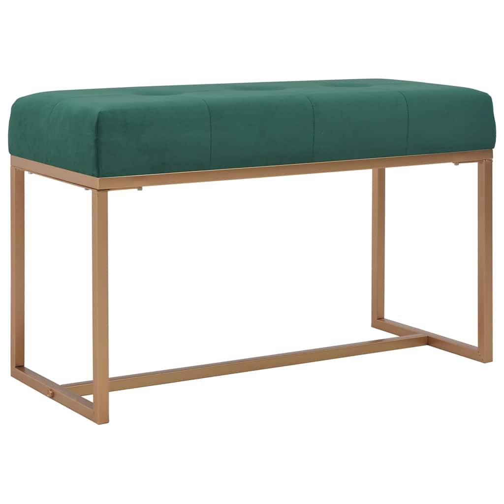 vidaXL Bench 80cm Green Velvet Tufted Footstool Living Room Indoor