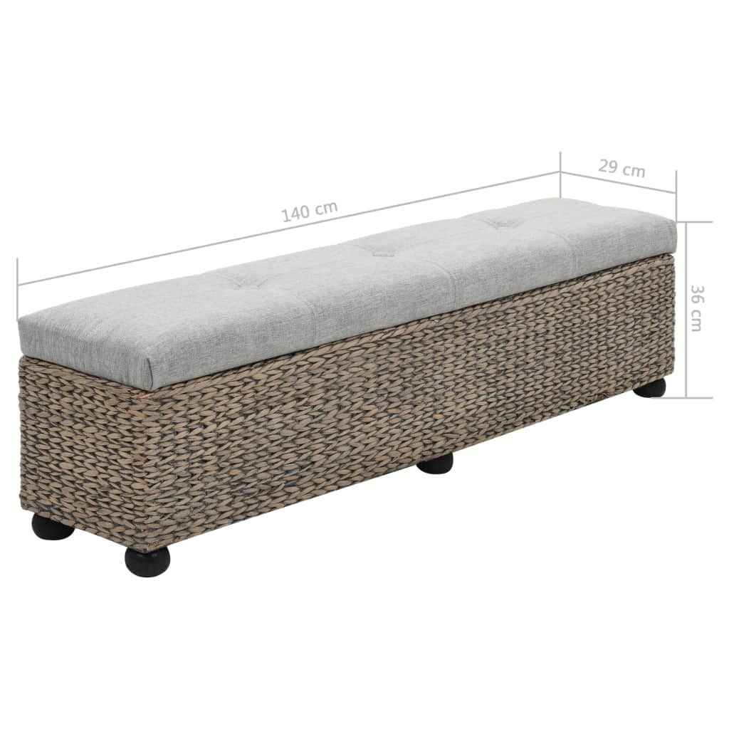 vidaXL Bench Seagrass Grey Storage Chest Organiser Hallway Bedroom