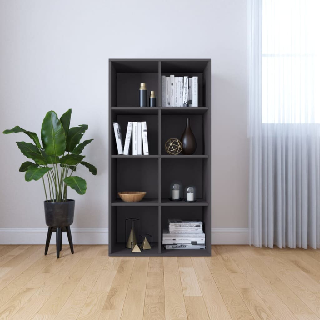 Vidaxl Book Cabinetsideboard Grey 66x30x130cm Chipboard Home Display Shelf