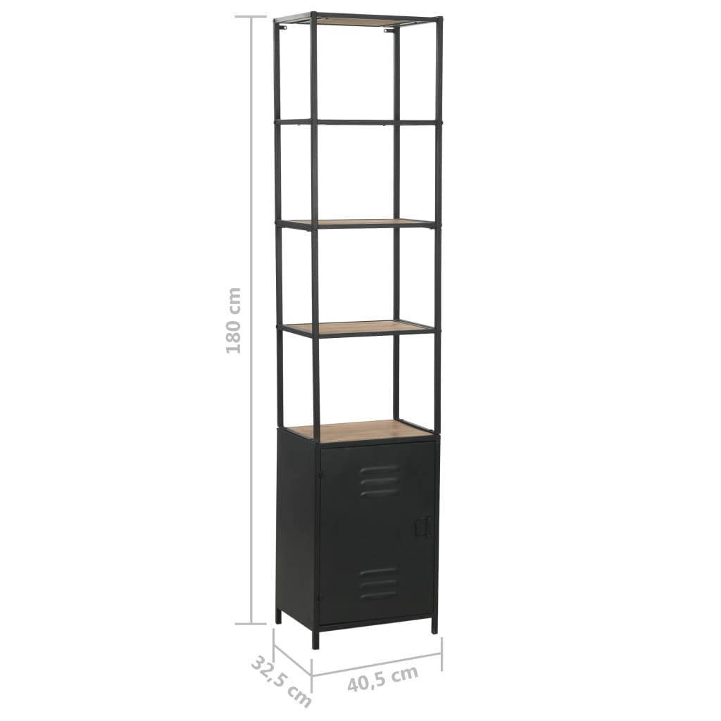 vidaXL Bookcase Solid Firwood and Steel Book Shelf Standing