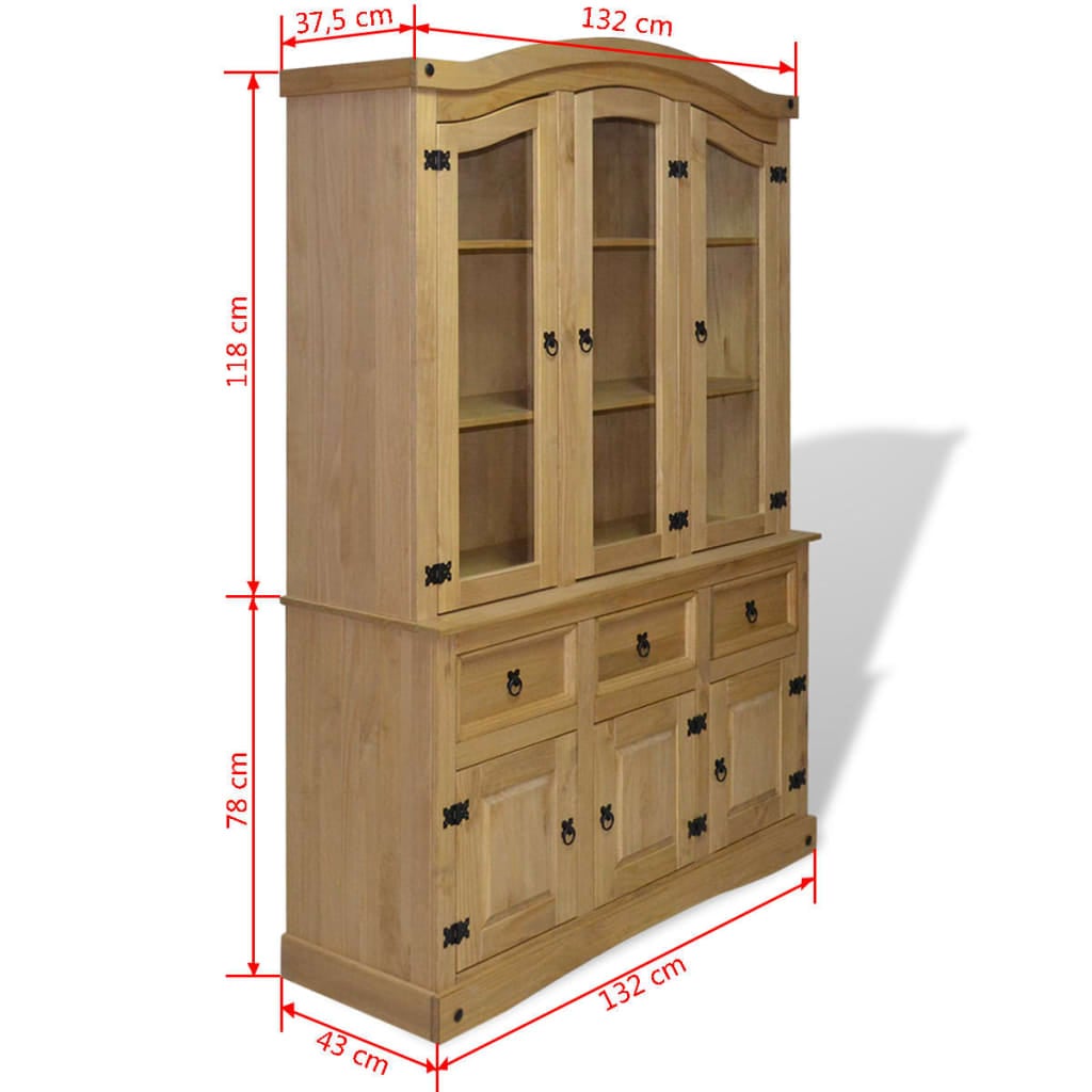 Vidaxl Buffet Hutch Mexican Pine Corona Range Display Cabinet