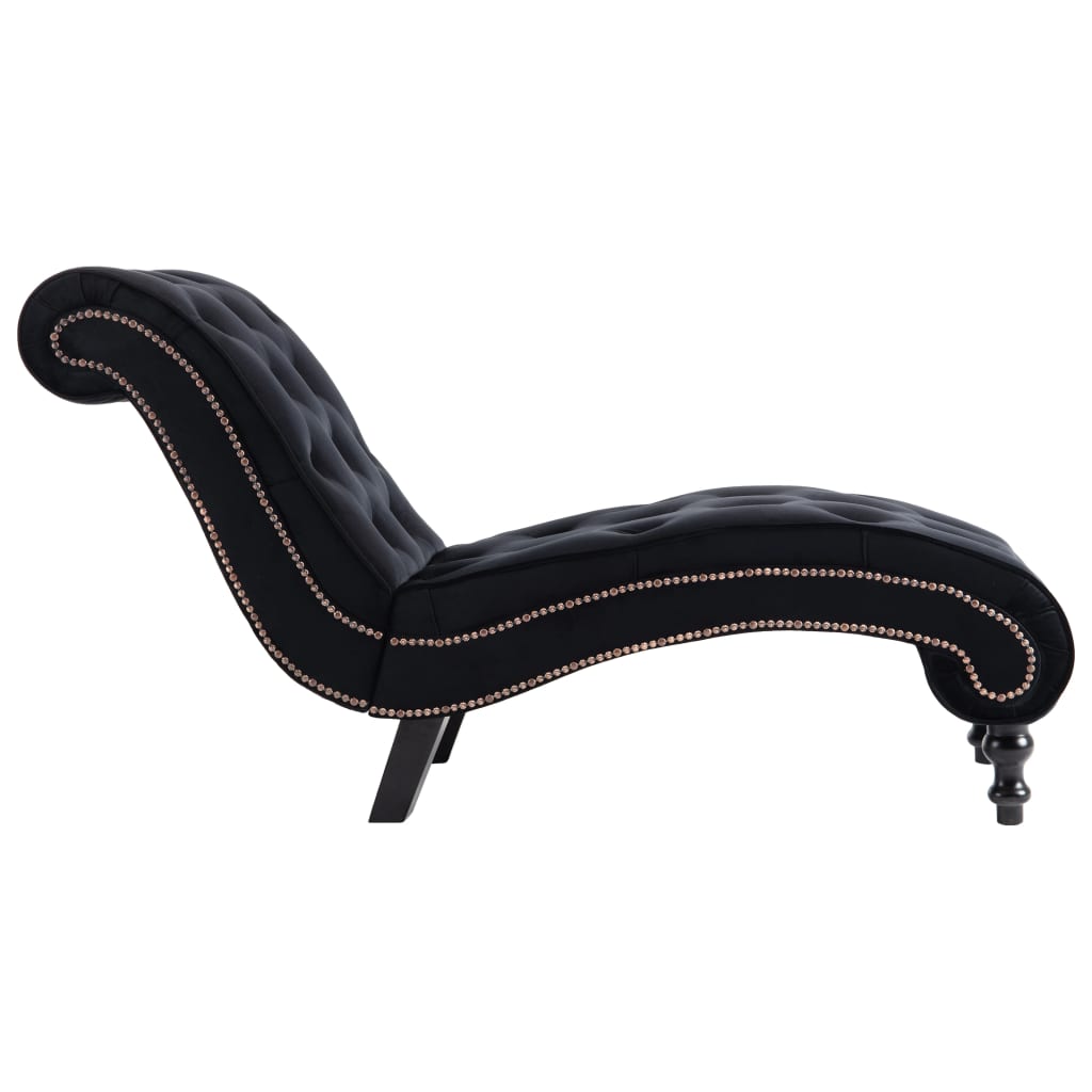 vidaXL Chaise Lounge Black Velvet Thick Padded Bedroom