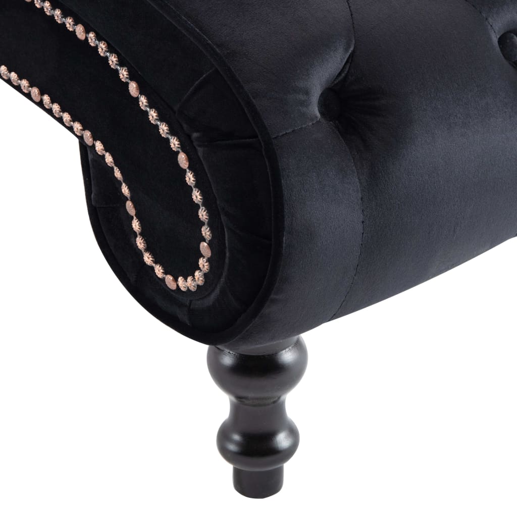 vidaXL Chaise Lounge Black Velvet Thick Padded Bedroom ...