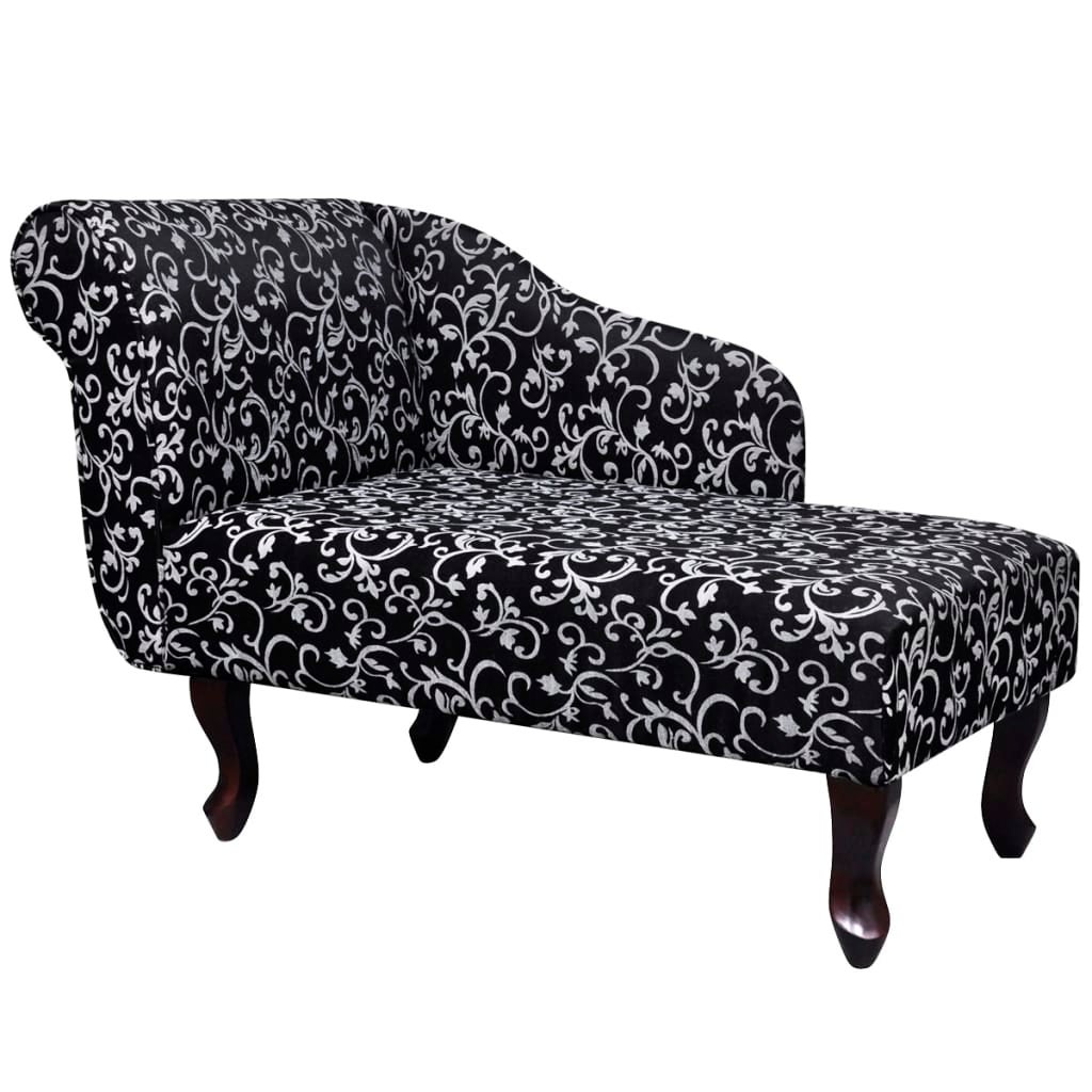 vidaXL Chaise Lounge with Floral Pattern Fabric Black Sofa