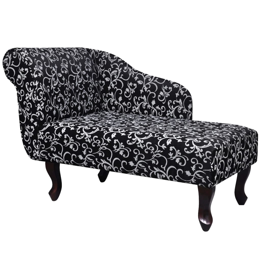 vidaXL Chaise Lounge with Floral Pattern Fabric Black Sofa Bed Recliner
