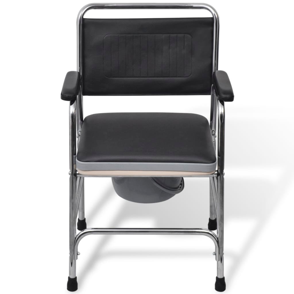 vidaXL Commode Chair Steel Black Bathroom Bedside Shower ...