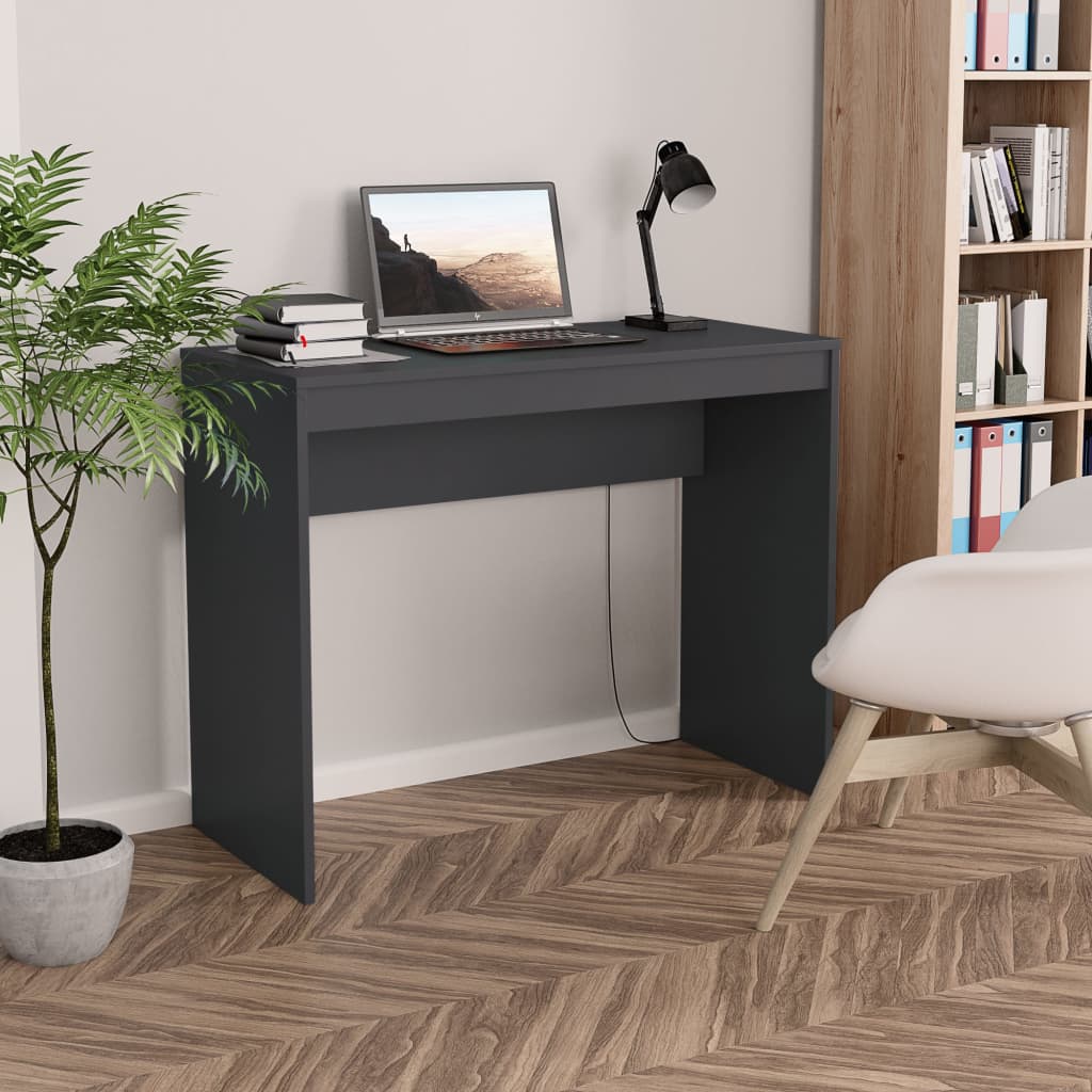 vidaXL Desk Grey Chipboard Writing Desk PC Computer Workstation Home