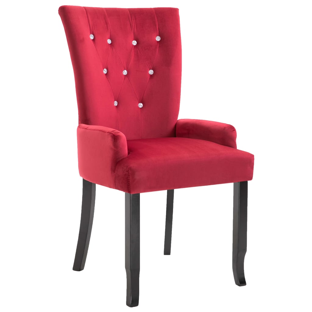 Vidaxl Dining Chair With Armrests Red Velvet Foam Padded High Back Kitchen Buy Dining Chairs 8719883566016