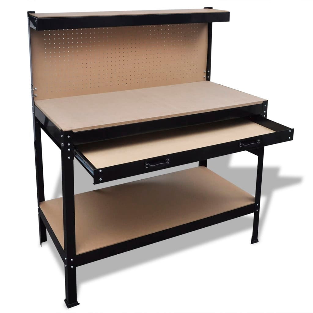 Vidaxl Workbench With Pegboard And Drawer Garage Tool Storage Shelf