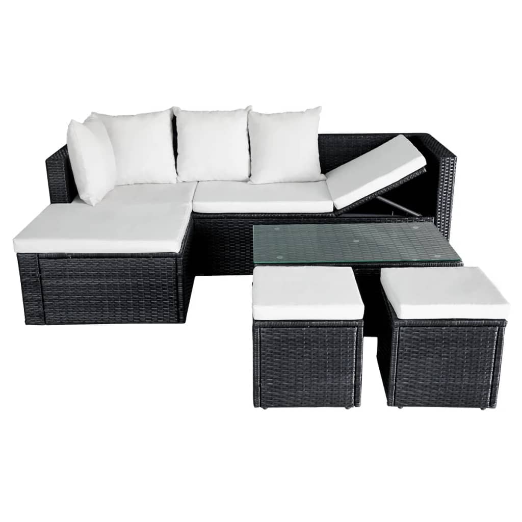 vidaXL Garden Lounge Set 12 Piece Poly Rattan Black Outdoor Sofa