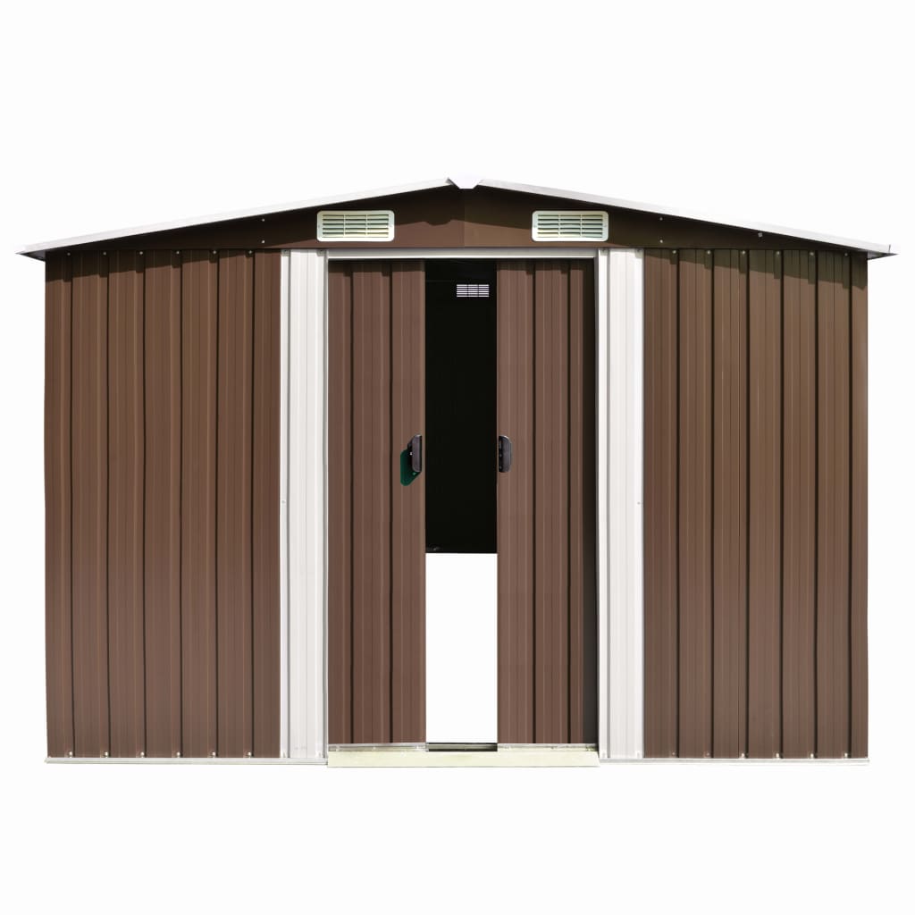 vidaXL Garden Shed 257x497x178cm Metal Brown Tool Storage 