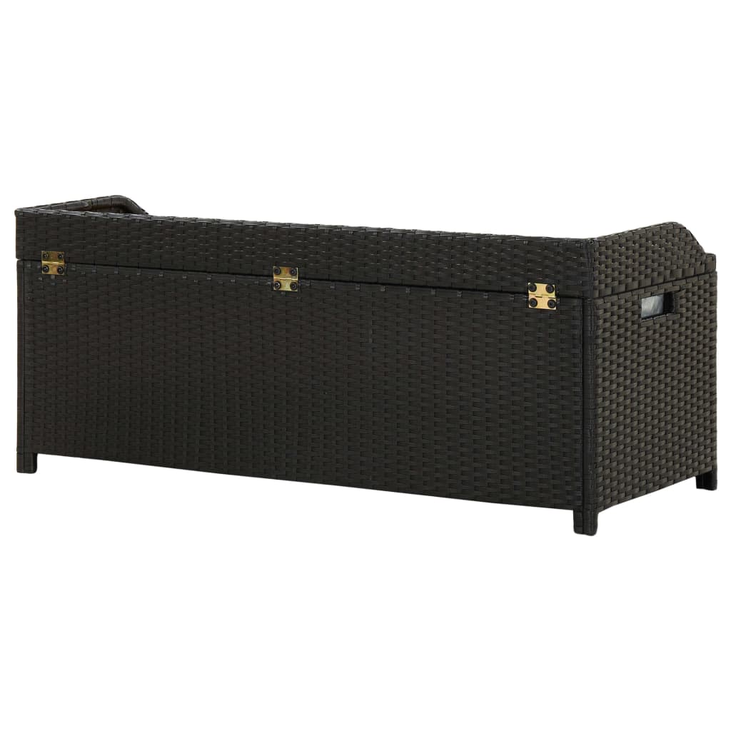 vidaXL Garden Storage Bench 120cm Poly Rattan Black Weather Resistant