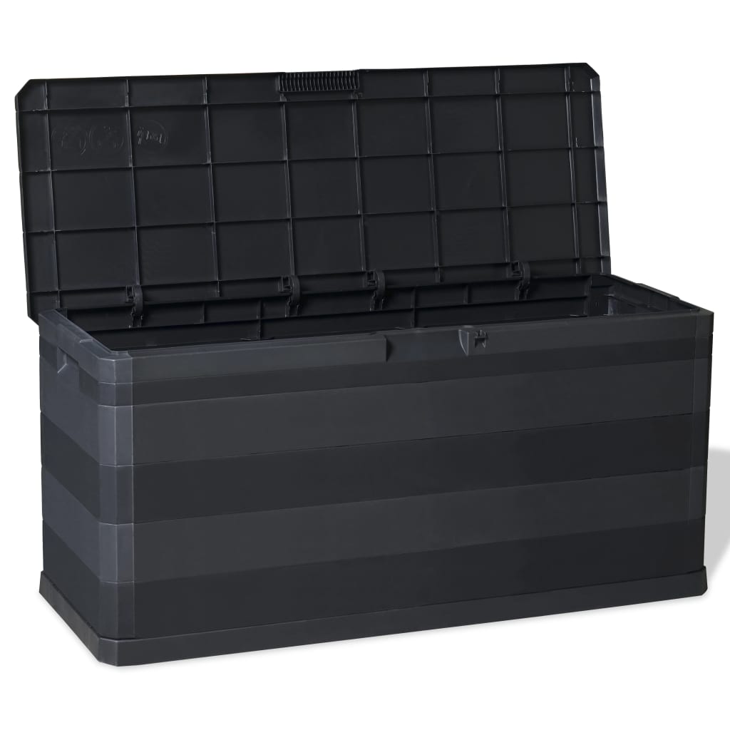 vidaXL Garden Storage Box Black Plastic Deck Storage Container Patio