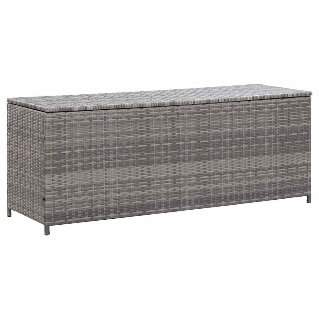vidaXL Garden Storage Box Grey 150x50x60cm Poly Rattan Container