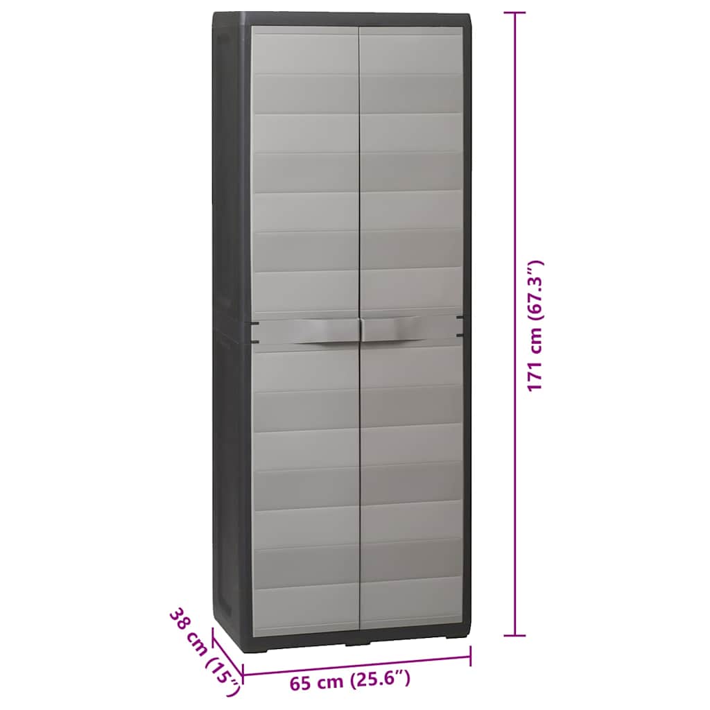 vidaXL Garden Storage Cabinet with 3 Shelves Black and