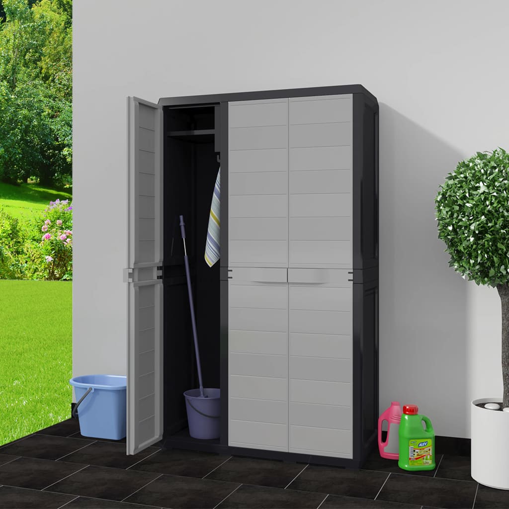 vidaXL Garden Storage    Cabinet with 4 Shelves Black and 