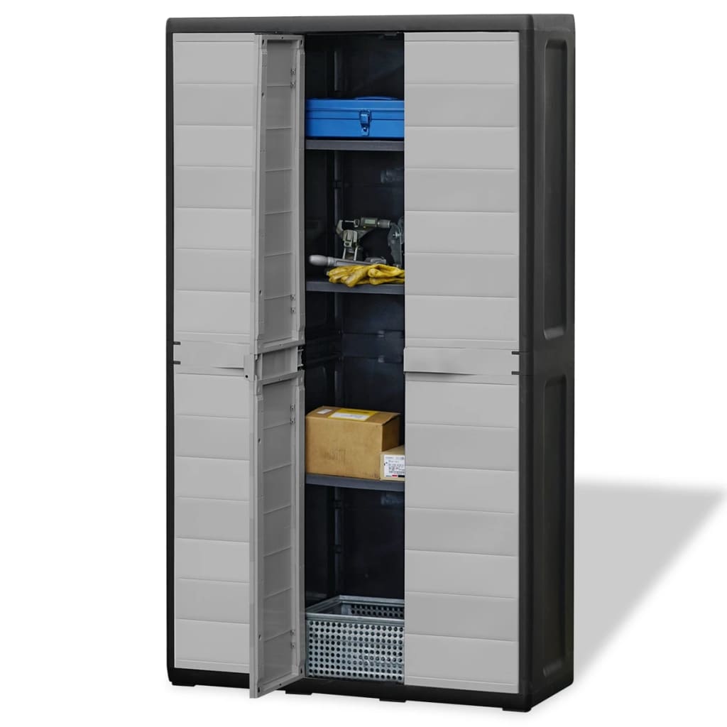 vidaXL Garden Storage Cabinet with 4 Shelves Black and 