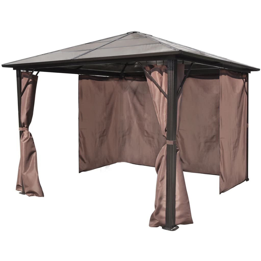 vidaXL Gazebo with Curtain Brown Aluminium 300x300cm Outdoor Marquee