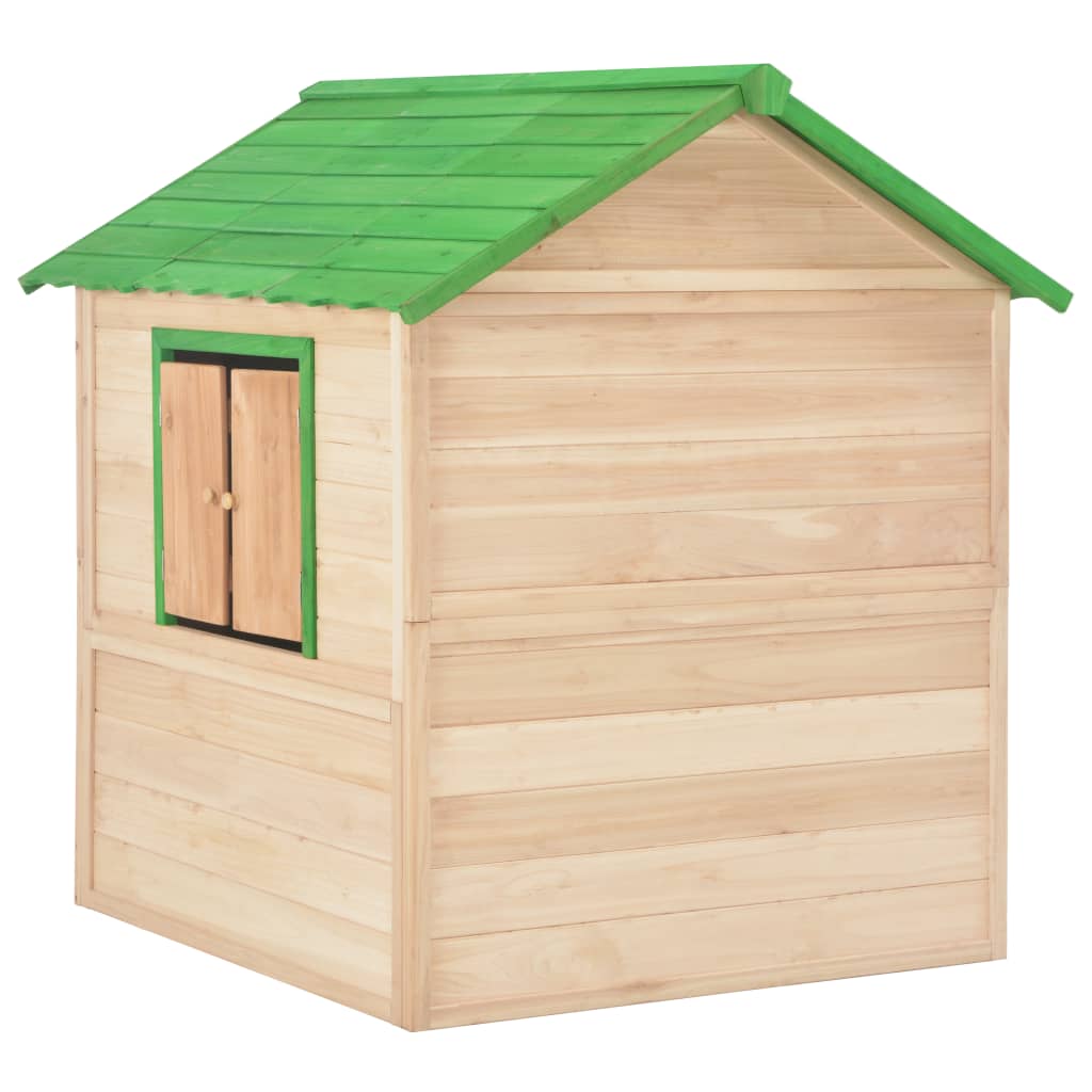 vidaXL Kids Play House Wood Green Backyard Cottage Cedar ...