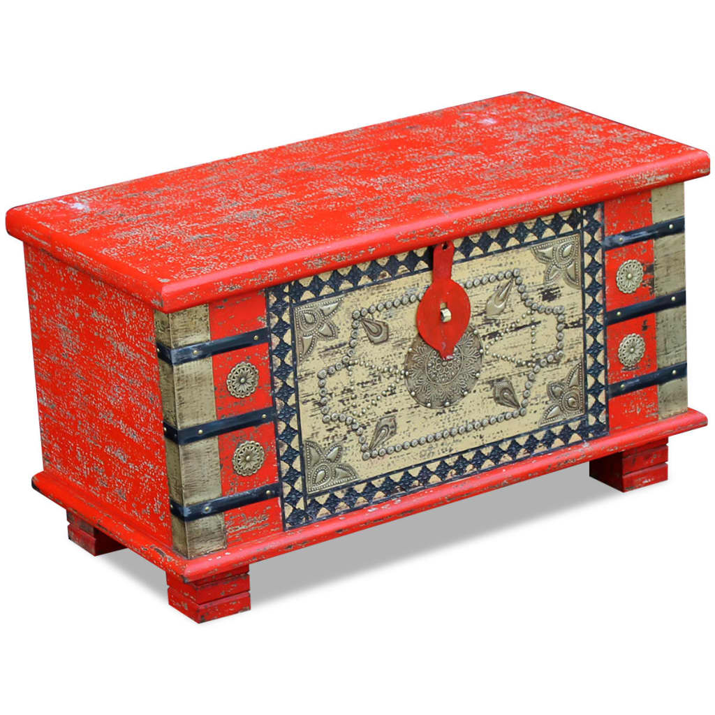 vidaXL Mango Wood Storage Chest Blanket Box Coffee Table Trunk Antique