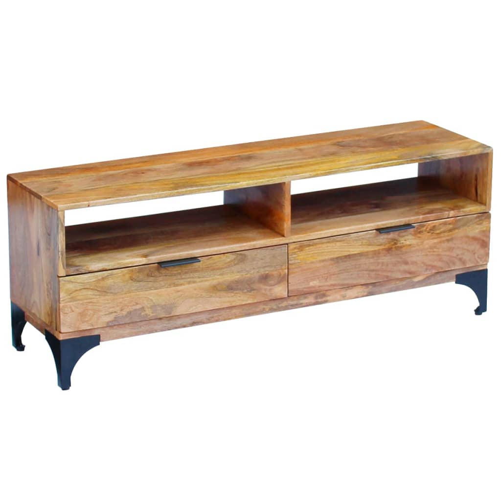 Vidaxl Mango Wood Tv Stand Entertainment Unit Drawer Cabinet Table Industrial