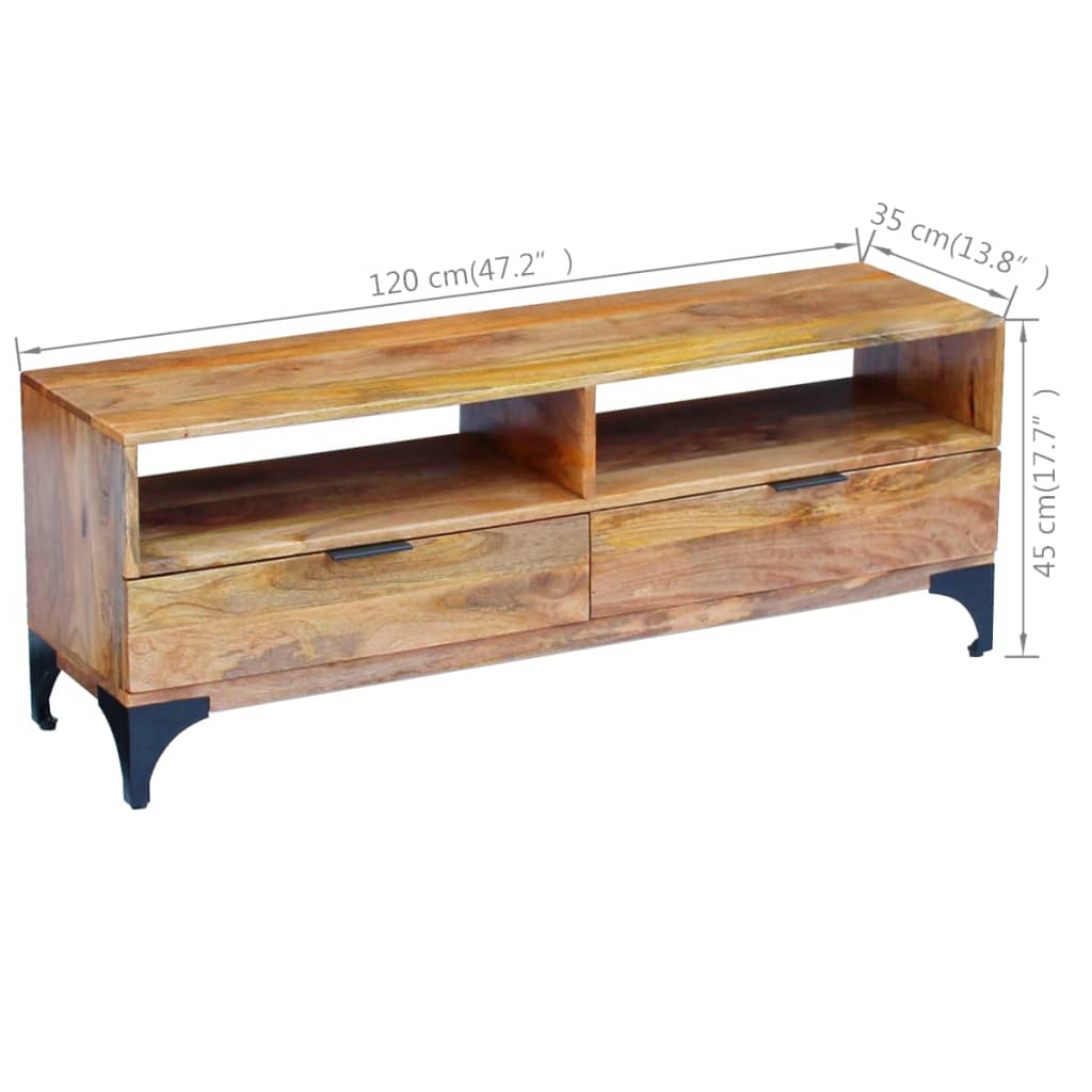 vidaXL Mango Wood TV Stand Entertainment Unit Drawer Table