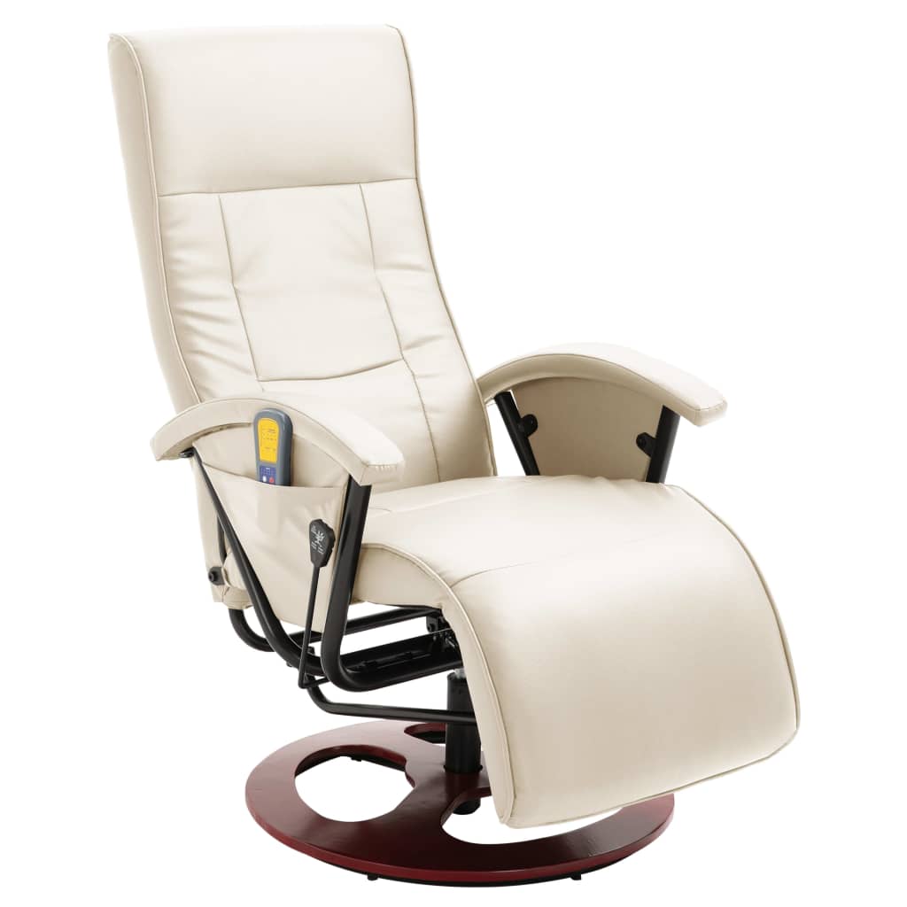 vidaXL Massage Chair Cream Remote Control Adjustable Armchair Living