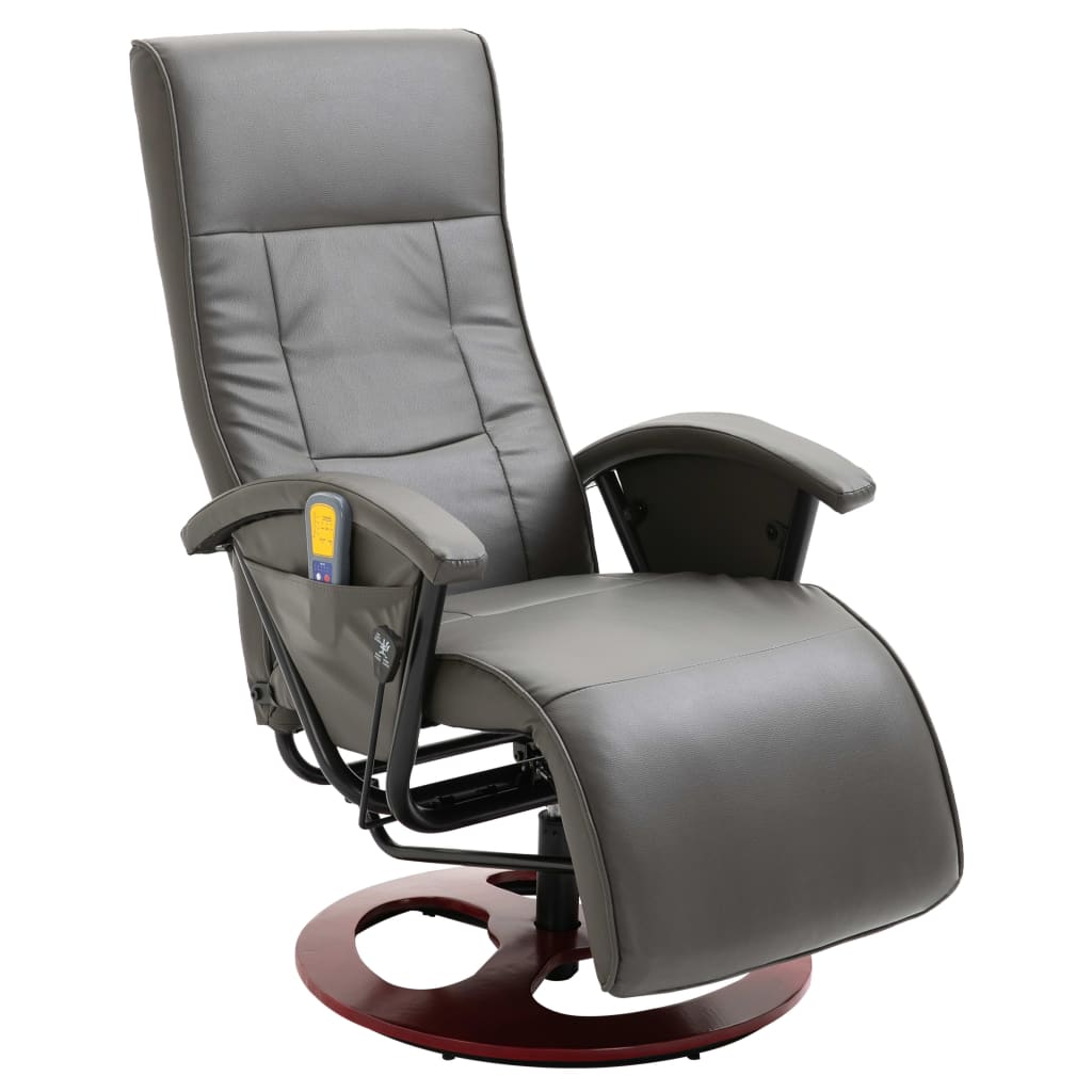 Vidaxl Massage Chair Grey Remote Control Relaxing Armchair Seating