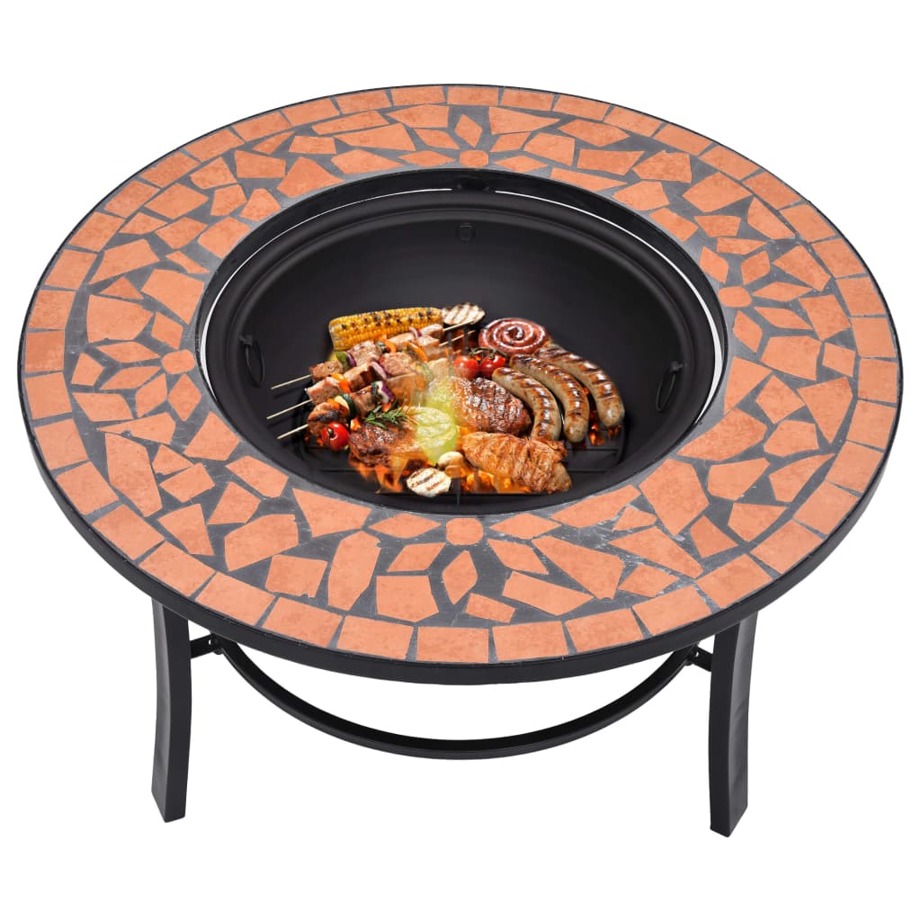 vidaXl Mosaic Fire Pit Terracotta 68cm Ceramic Patio Bowl Outdoor