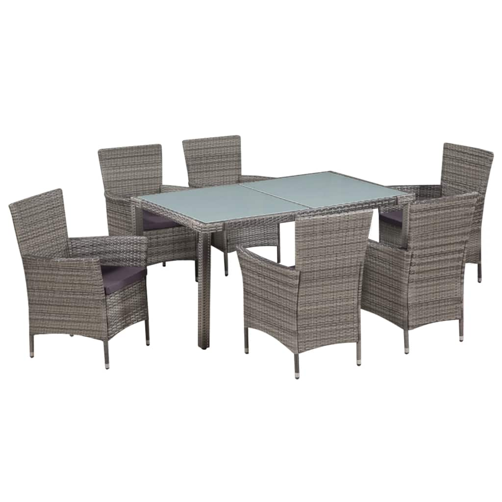 Vidaxl Outdoor Dining Set 13 Piece Poly Rattan And Glass Grey