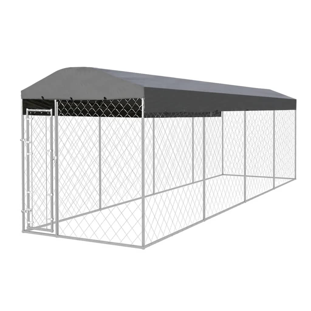 vidaXL Outdoor Dog Kennel with Roof 8x2x2.4m Puppy Pet Enclosure
